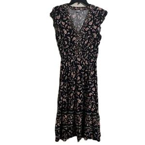 Old Navy, 100% Rayon/Viscose, V-Neckline, Ruffled Cap Sleeves Dress, Multi, M